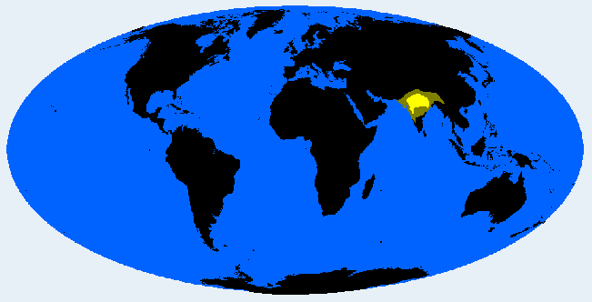 Distribution map showing areas where North Gondid is found