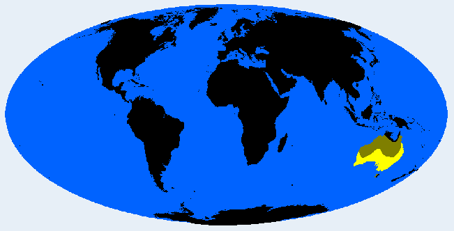 Distribution map showing areas where South Australid is found